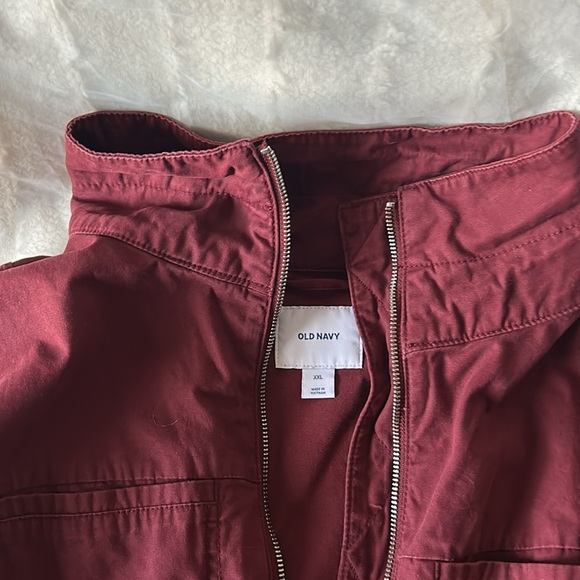 Maroon Drawstring lightweight cotton Jacket - Picture 4 of 4